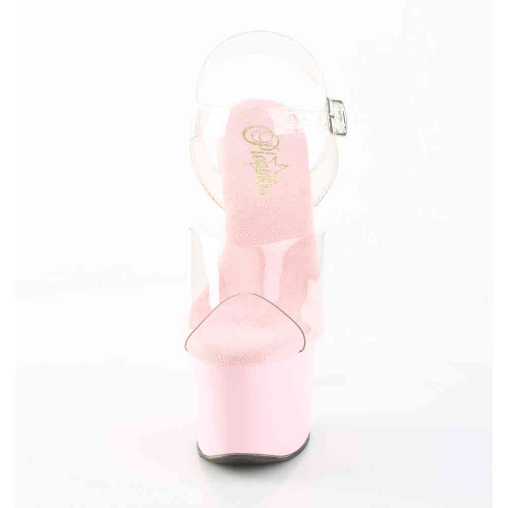 Pleaser - SKY-308 Knöchelriemen-Sandale - Transparent/Rosa